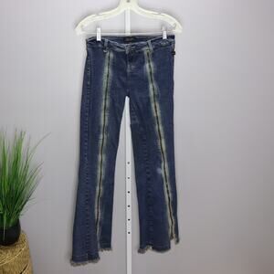 Virgin Only Distressed Denim Jeans Size‎ M Y2K Zipper Front Detail